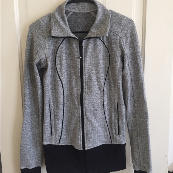 Lululemon full zip jacket, black/white herringbone - Picture 1 of 2